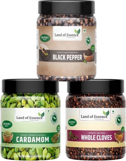 Land of Essence Spice Combo ( Cardamom + Black Pepper + Whole Clove ) Each 50gm