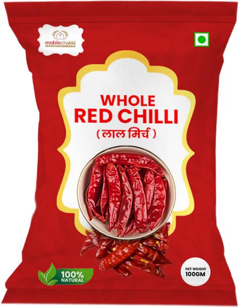 MOBILE CHAKKI Normal Dry Red Chilli 100gm Whole | Pure Fresh Spicy Dry Lal Mirch