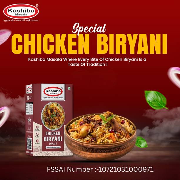 KASHIBA MASALA Kashiba Chicken Biryani Masala – 50 GM Box | Royal Flavour in Every Bite