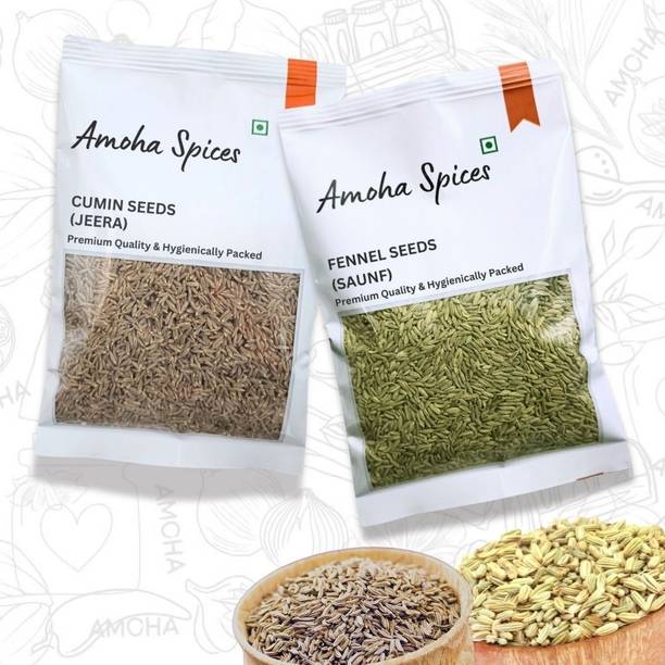 Amoha Spices Jeera Saunf Combo (Digestive Pack), 100g Each