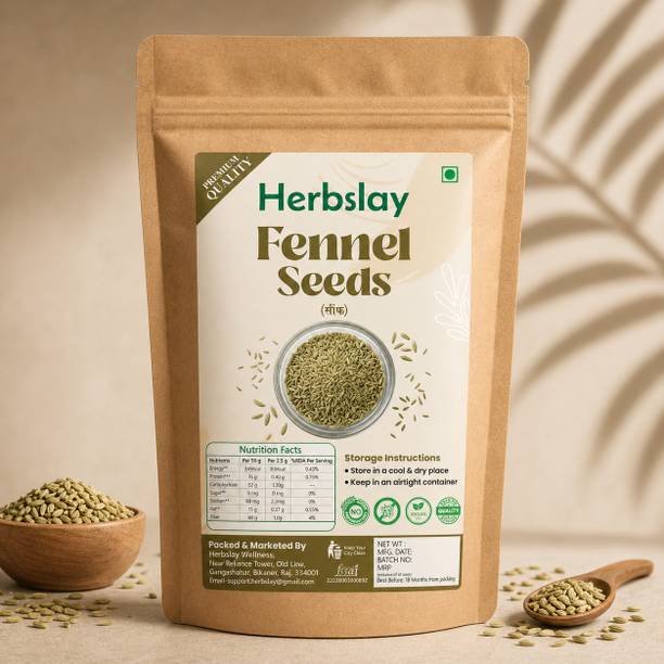 Herbslay Organic Fennel Seeds (Saunf, Variyali)| Sortex | Premium Quality Saunf