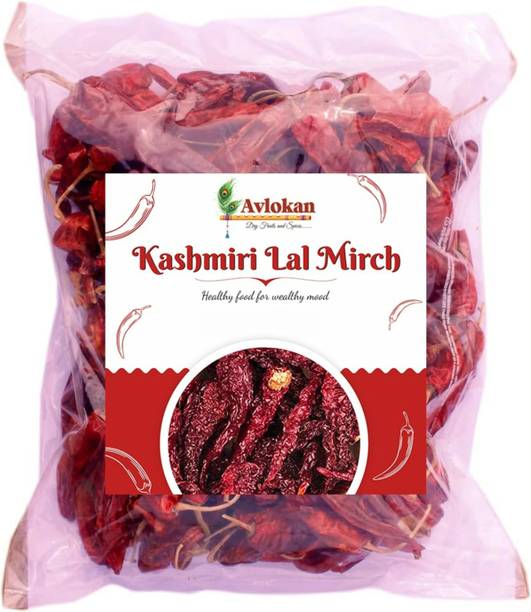 Avlokan Premium Kashmiri Lal Mirch Whole - 100% Pure & Fresh Red Chilli Aromatic & Hot