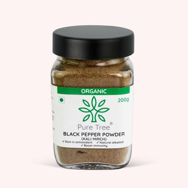 Pure Tree Organic Black Pepper Powder Kali Mirch in Glass Bottle