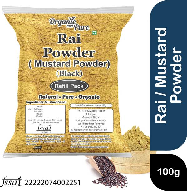 Organic and Pure Black Mustard Seeds Powder Kaali Powder Sarso Rai Powder Refill