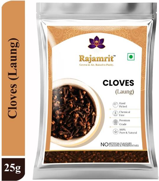 Rajamrit Organics Whole Cloves (Laung), 25g - Premium Handpicked Spices, High Oil Content