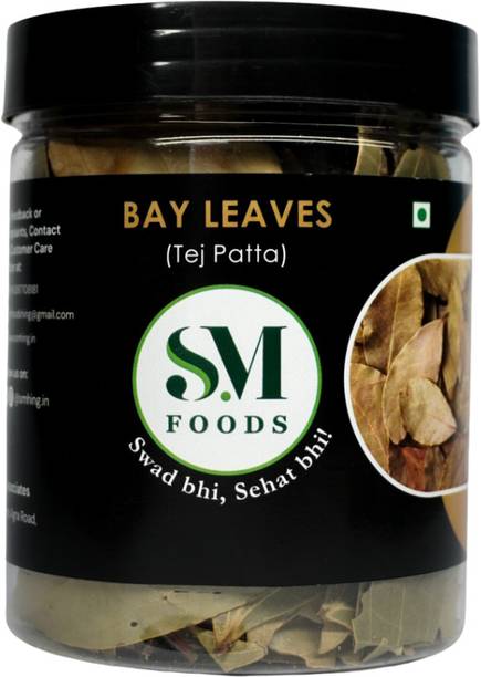 SM FOODS Premium Whole Bay Leaves (Tej Patta) Natural Aromatic Handpicked Dried Spice