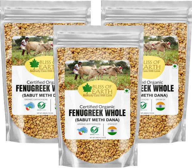Bliss of Earth Organic Fenugreek seed (Sabut Methi Dana) For Hair grow|weight loss|cooking