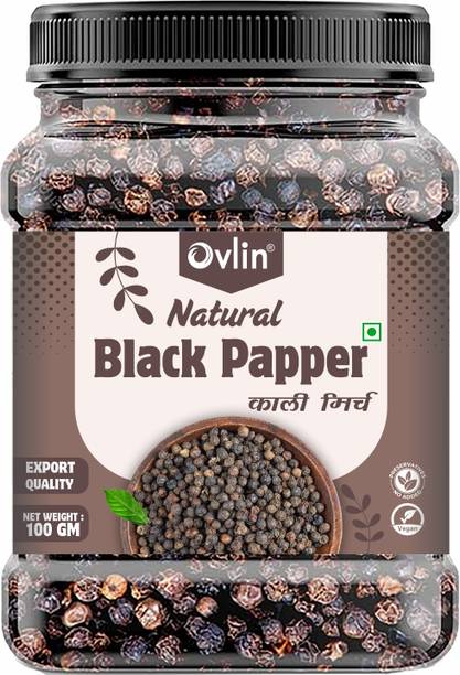 Ovlin Black Pepper | Whole Kaali Mirch | Preservatives Free | Hygienically Packed