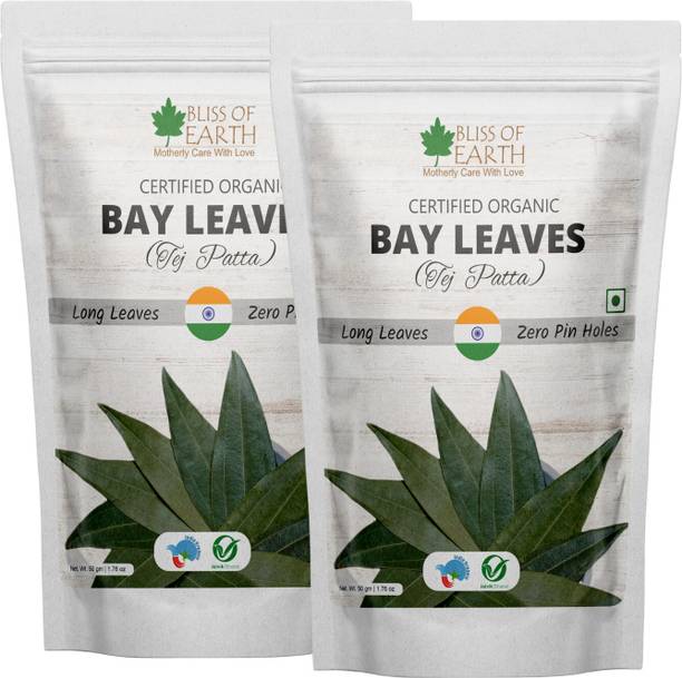 Bliss of Earth Organic Bay Leaves With Zero Pin Holes & Zero Dust A1 Grade Tej Patta2x50gm