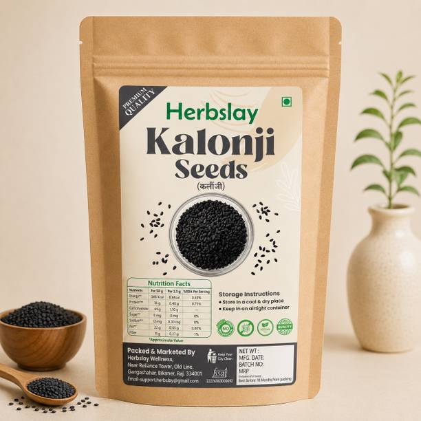 Herbslay Kalonji Seeds (Black Cumin) Nigella Seed Whole – Premium Quality Kala Jeera