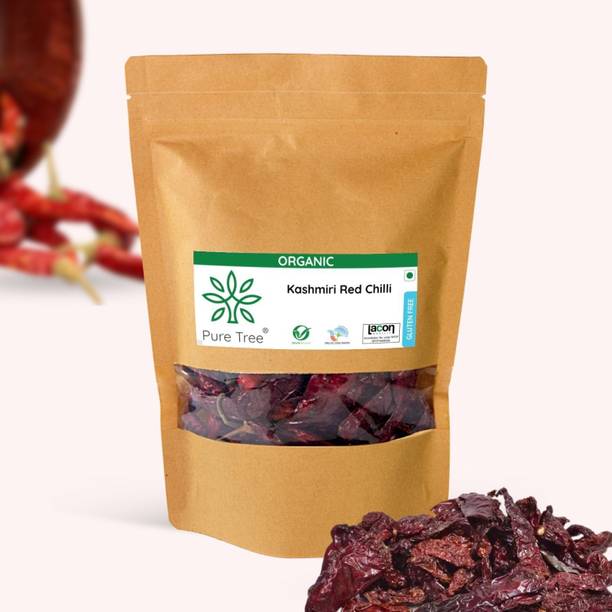 Pure Tree Certified Organic Kashmiri Red Chilli Whole | Organic Spices Kashmiri Mirch