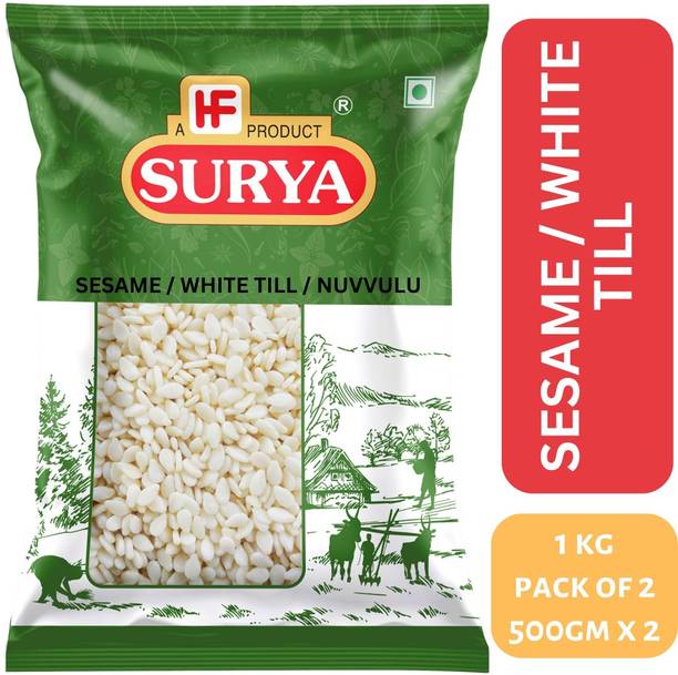 Surya 1kg Sesame Seeds (Pack of 2;500g Each) (White Till) | Til Whole| Nuvvulu