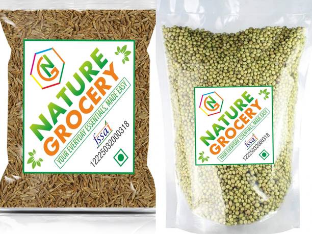 NatureGrocery Jeera (Cumin Seeds) | Jeera Sabut | Corainder Seeds | Akha Dhaniya Combo
