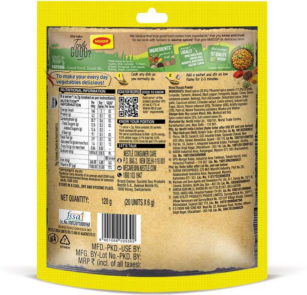 Maggi 20 Sachets Pack Masala-e-Magic Tasty Mixed Masala Powder with Vitamin B9
