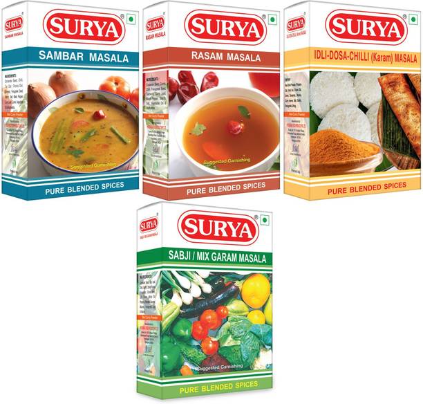 Surya Sambar Masala 100g Rasam masala 100g Sabji masala / MGM 50g Idli dosa karam 50g