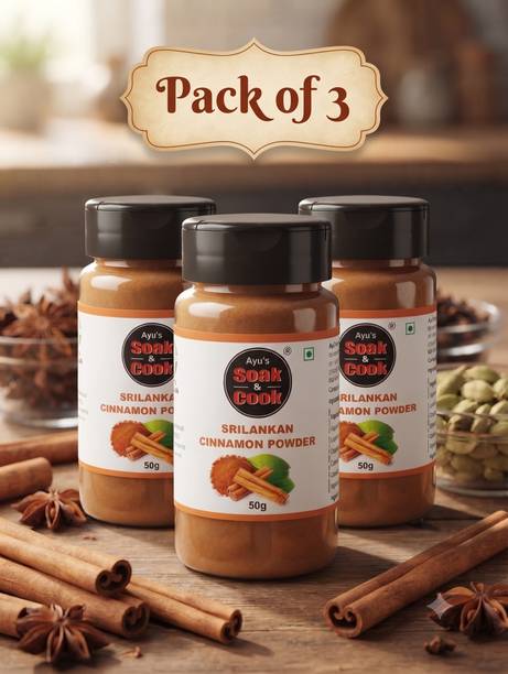 Ayus Soak & cook Cinnamon Dalchini Powder Premium Quality 50g Pack of 3