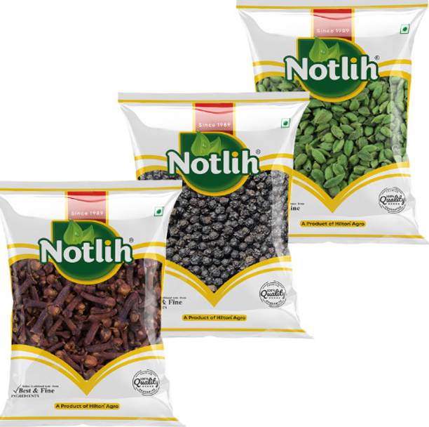 नोटलिह Green Cardamom /Elaichi + Cloves + Black Pepper Corn 150gm