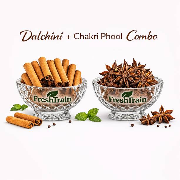 FreshTrain Cinnamon Sticks Star Anise Combo | Dalchini & Chakri Phool Badhiyan Sabut Masala