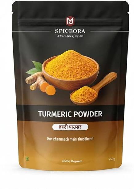MJSPICEORA Turmeric Powder, 100% Organic, Powder Form, Sun-Dried Turmeric Rhizomes, 250g