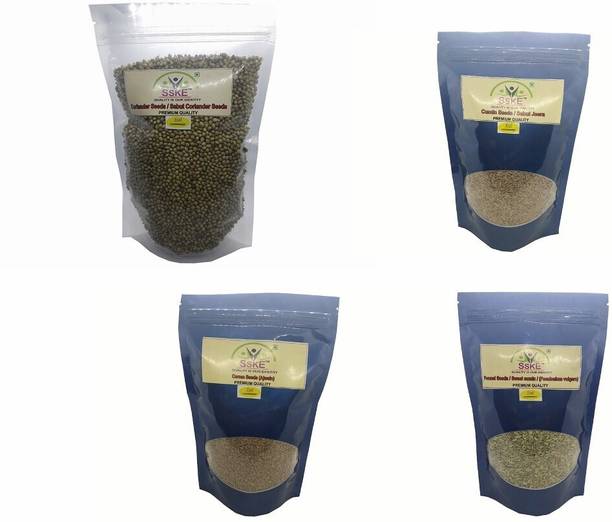SSKE Coriander Seed/Cumin Seed/Carom Seed/Fennel Seed 800 g Combo Pack (4 x 200 g)