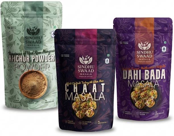 SINDHU SWAAD Chaat & Street Food Kit Chaat Masala & Amchur Powder& Dahi Bada Masala/100g Each