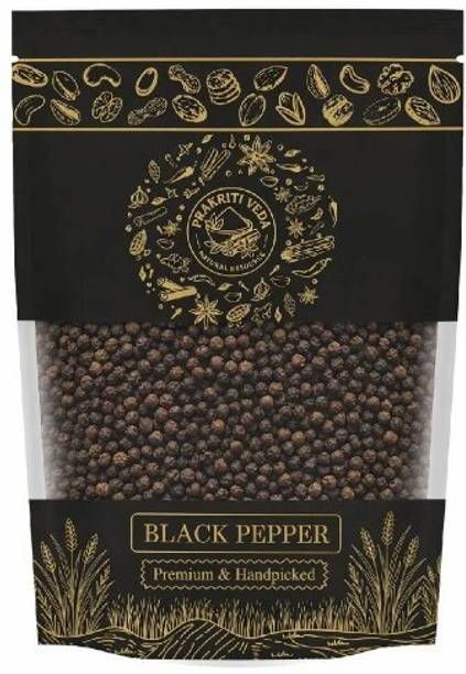 PrakritiVeda Black Pepper Whole (Sabut Kali Mirch) 100gm Natural Color