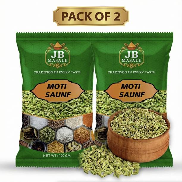 JB MASALE Premium Moti Saunf (Large Fennel Seeds) 100g | 100% Pure & Natural Saunf