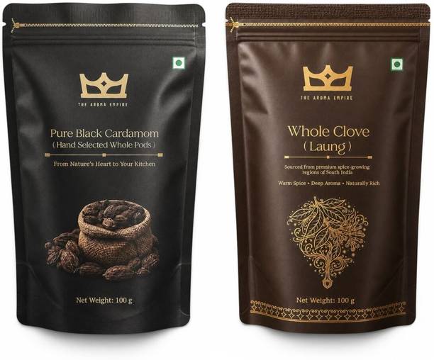 THE AROMA EMPIRE Pure Black Cardamom & Clove Duo (100g Each) | Pack of 2