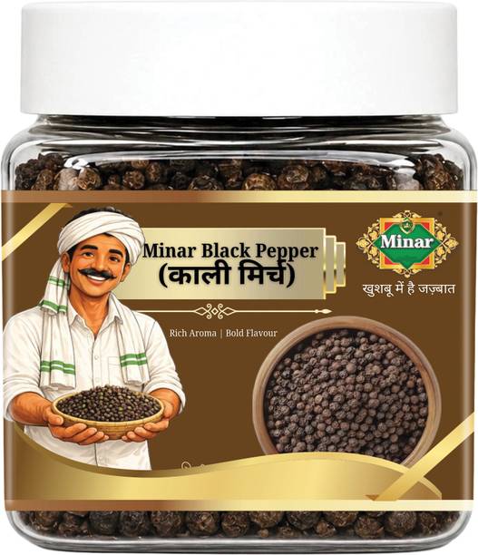 Minar Premium Black Pepper (Kali Mirch) Whole | Strong Aroma & Rich Flavor | 100g Jar