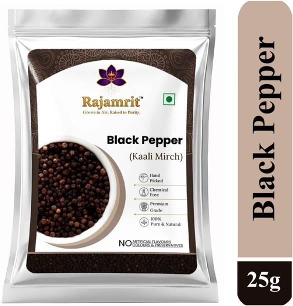 Rajamrit Organics Whole Black Pepper/Kali Mirch | Premium Unpolished & Aromatic Piper Nigrum Seed