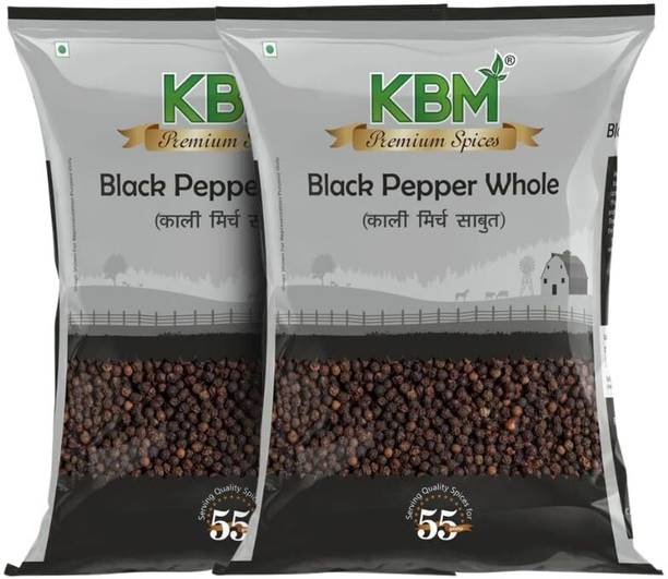 KBM Premium Organic Whole Black Pepper | Kali Mirch Naturally Processed | From Farm Picked