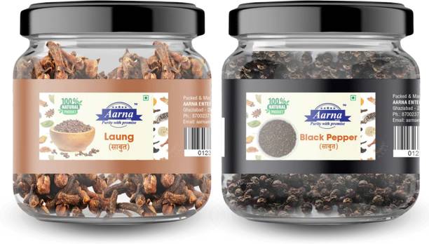 Aarna Kali mirch (Black pepper) & Loung Combo | Authentic Indian Spices Pack of 2
