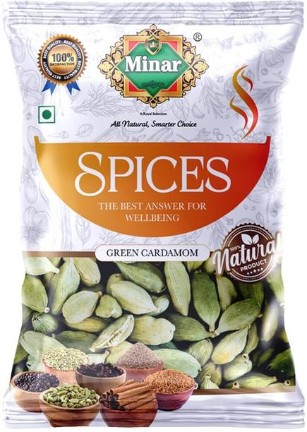 Minar Green Cardamom Whole 100gm - Pure and Natural Elachi (7nm Bold)