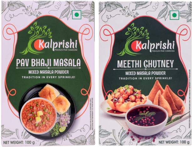 Kalprishi Pav Bhaji Masala + Meethi Chutney Combo | Authentic Taste | Pack of 2