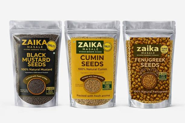 zaika masale Masale Combo Pack Black Mustard Seeds Cumin Seeds Fenugreek Seeds