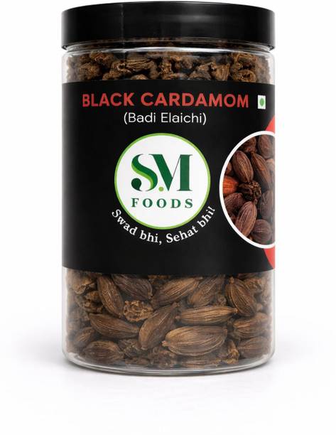 एसएम फूड्स Premium Whole Black Cardamom | Sabut Badi Elaichi