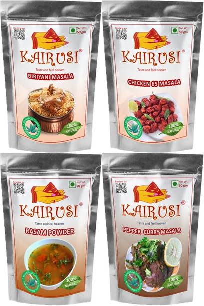 KAIRUSI Combo Pack Biryani Masala, Chicken 65 Masala, Rasam Powder, Pepper Curry Masala