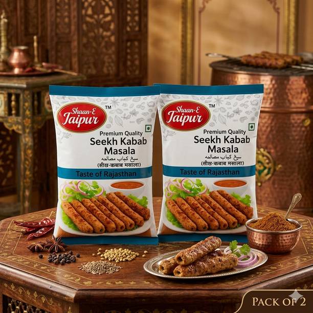 Shaan-E Jaipur Seekh Kabab Masala Pack of 2 x 45g | Smoky BBQ Mughlai Spice for Chicken