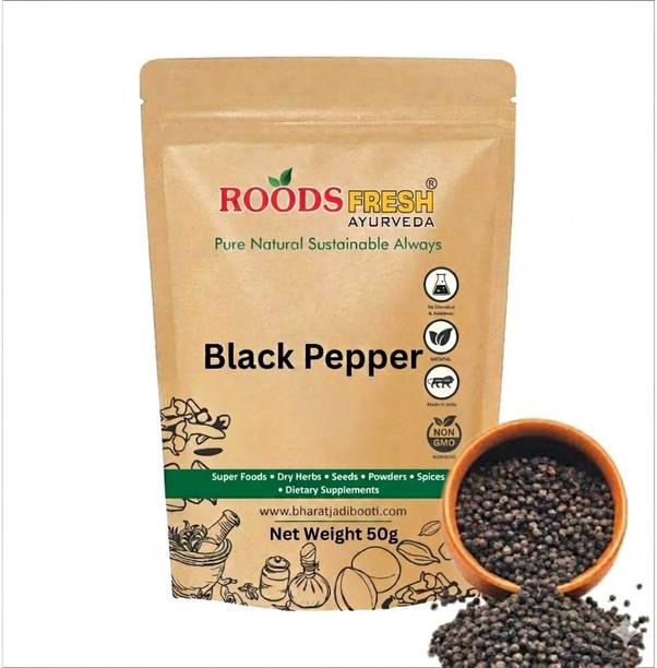 Roods Fresh Black Pepper 50g Whole Kali Mirch | Natural Piper Nigrum, Bold & Spicy