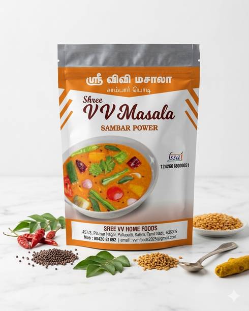 SHREEVV Traditional Made Sambar Powder 100% Organic / Pure / Delicious Tasty