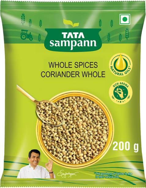 Tata Sampann Coriander Whole (Dhaniya), Whole Spices, Natural Oils*, Rich Aroma,