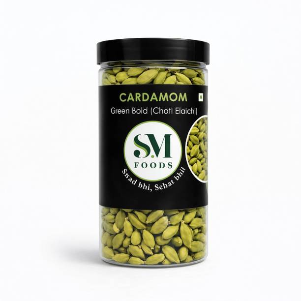 SM FOODS Cardamom Green Whole Elaichi Origin Size- (8mm)
