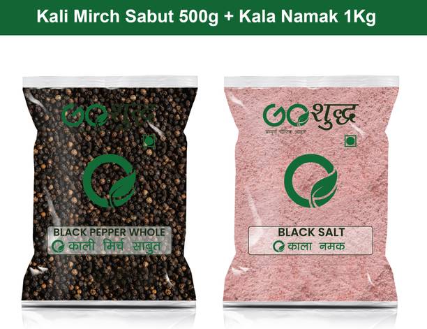 Goshudh Kala Namak 1Kg & Kali Mirch Sabut 500gm Combo Pack 1500g