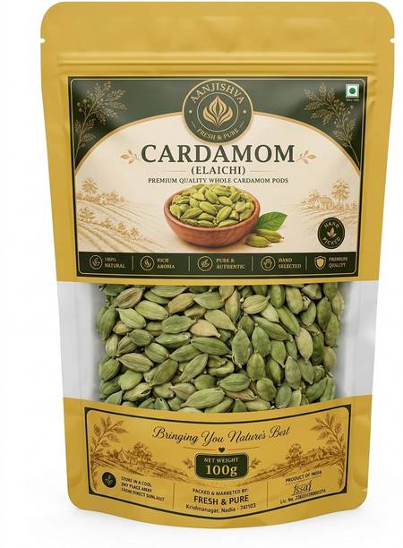 AANJISHVA Premium 8mm Bold Green Cardamom, Elaichi.