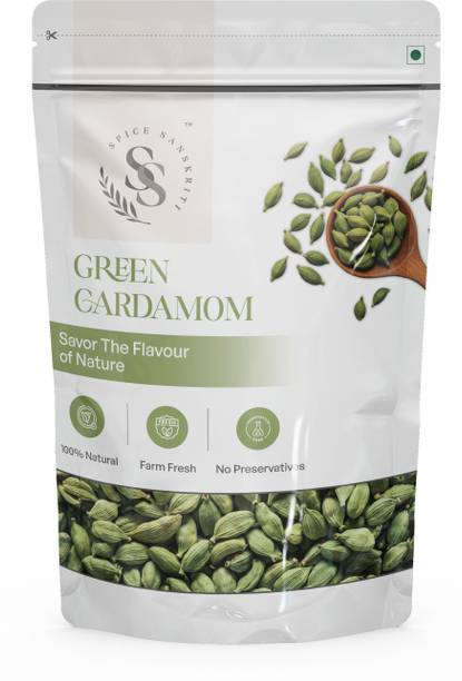 SS Spice Sanskriti Premium Green Cardamom | 100% Pure, Natural & Sun-Dried | Aromatic Elaichi