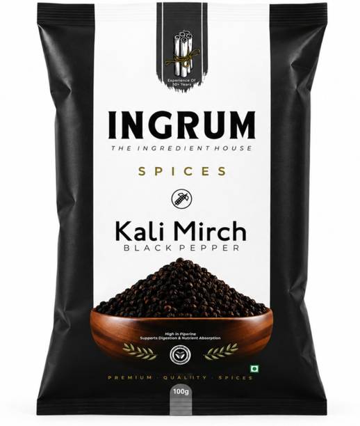INGRUM Black Pepper 100g Whole | Kali Mirch Sabut | Whole Black Peppercorns