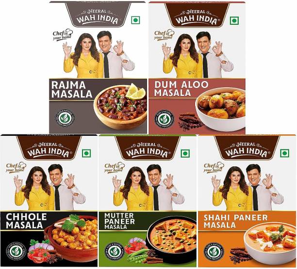 Heeral Wah India Complete Masale Rajma, Dum Aloo, Chhole, Mutter Paneer, and Shahi Paneer Masala- (5 X 50 g)