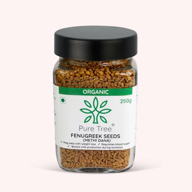 Pure Tree Organic Fenugreek Whole Seeds Methi Dana in Glass Bottle