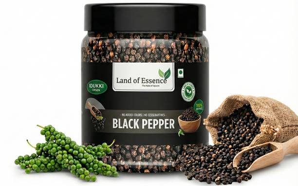 Land of Essence Black Pepper 100g | Whole Kaali Mirch | Preservative-Free | Bold & Aromatic