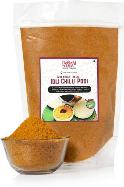 डिलाइट फूड्स Mylapore Iyer's Idli Chilly Podi - Ready Masalas | Mixed Spices | Tamil Nadu Special | NO PRESERVATIVES
